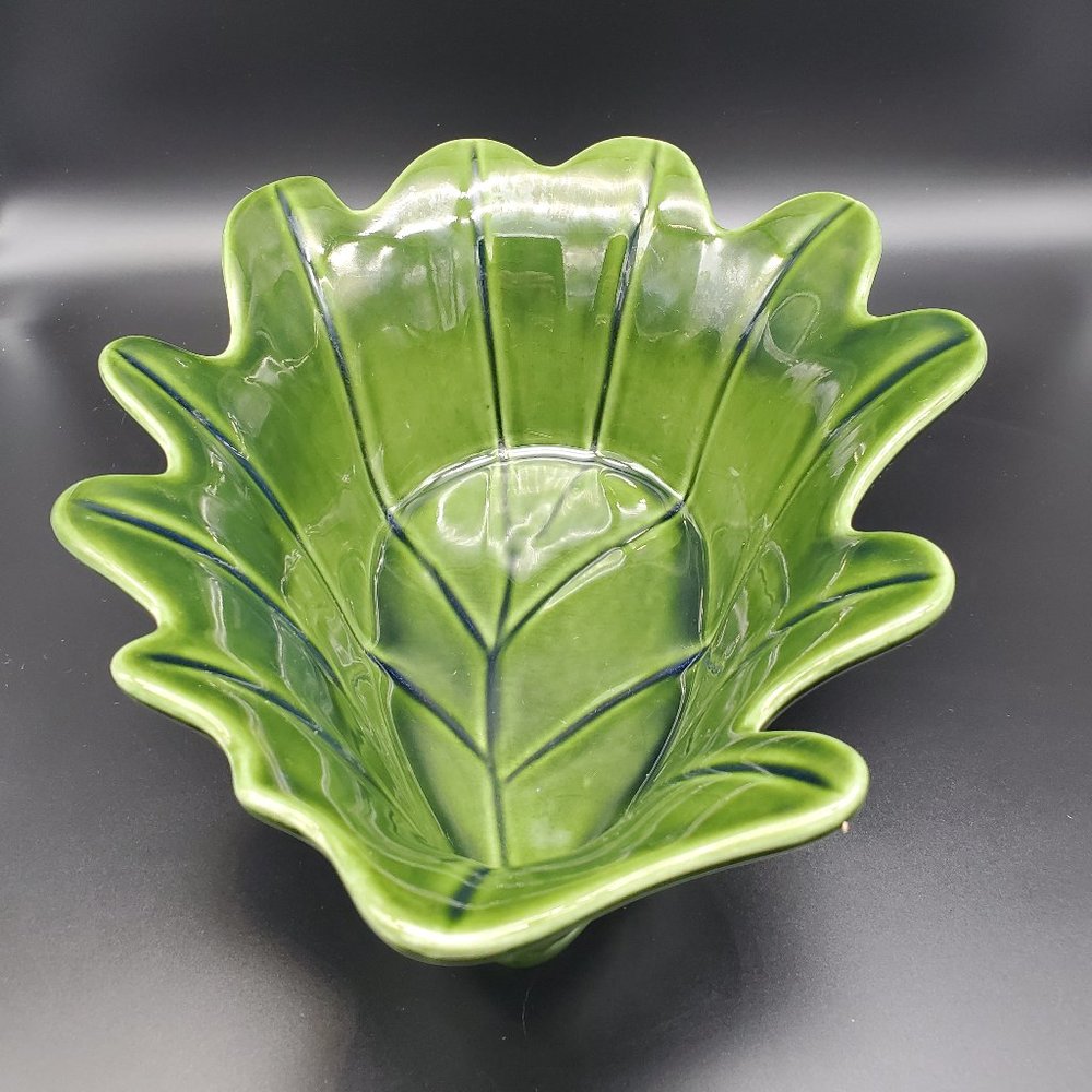 Large Vintage Appolia France Leaf-Shaped Bowl. Like Holly Leaf